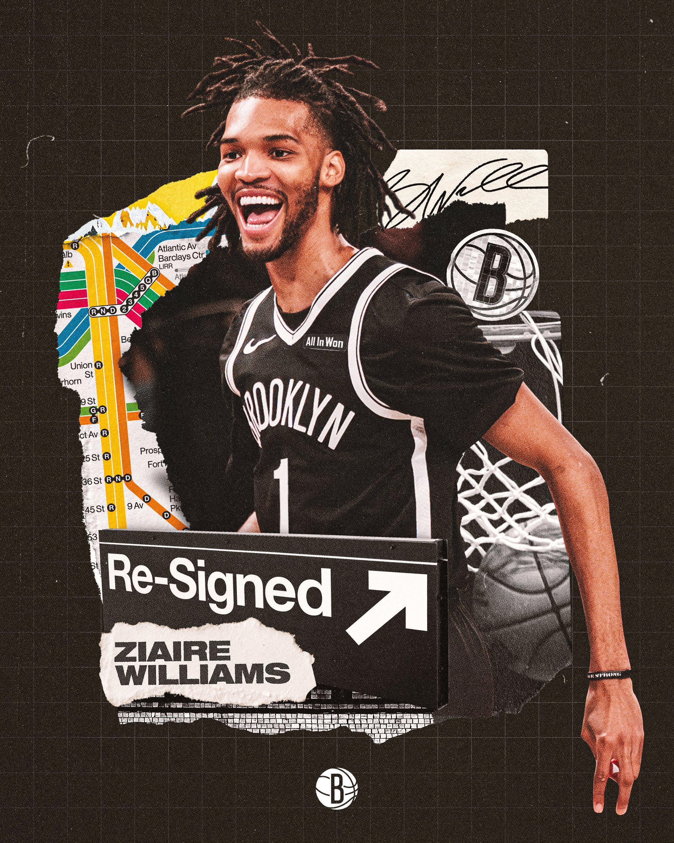 官方：篮网与扎伊尔·威廉姆斯达成多年合同续约